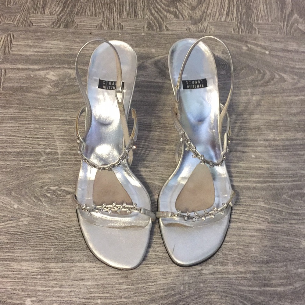 Stuart Weitzman Strappy Silver Heels